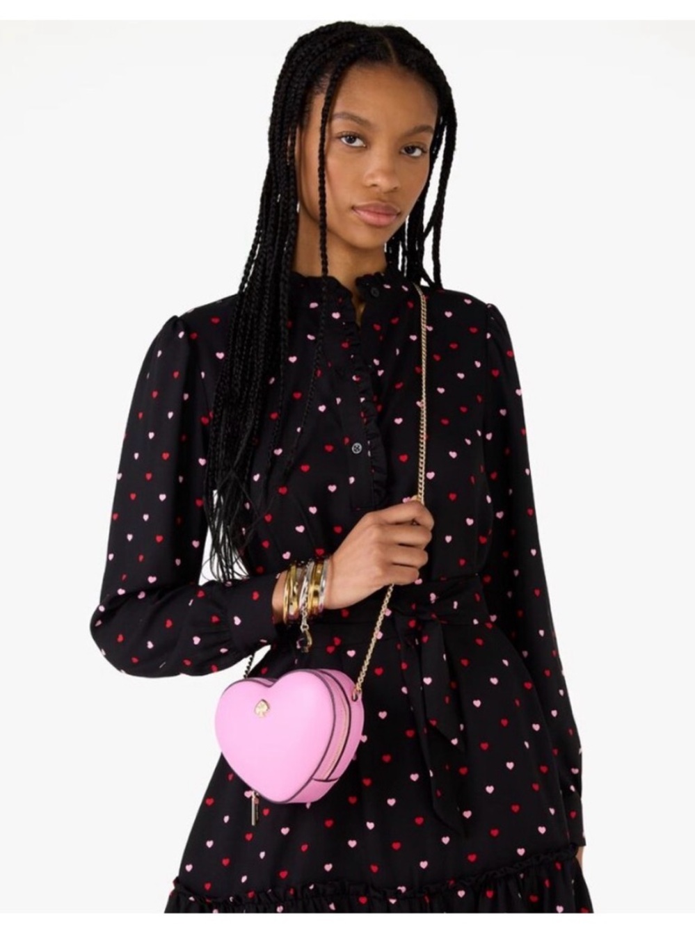 Kate spade x loveshack fancy pink 3D Mini Heart purse coquette cross body bag